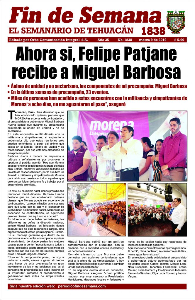 orbe 1838; sábado 9 de marzo de 2019 / Ahora sí, Felipe Patjane se  arrodilla ante Miguel Barbosa. | Periódico Fin de Semana